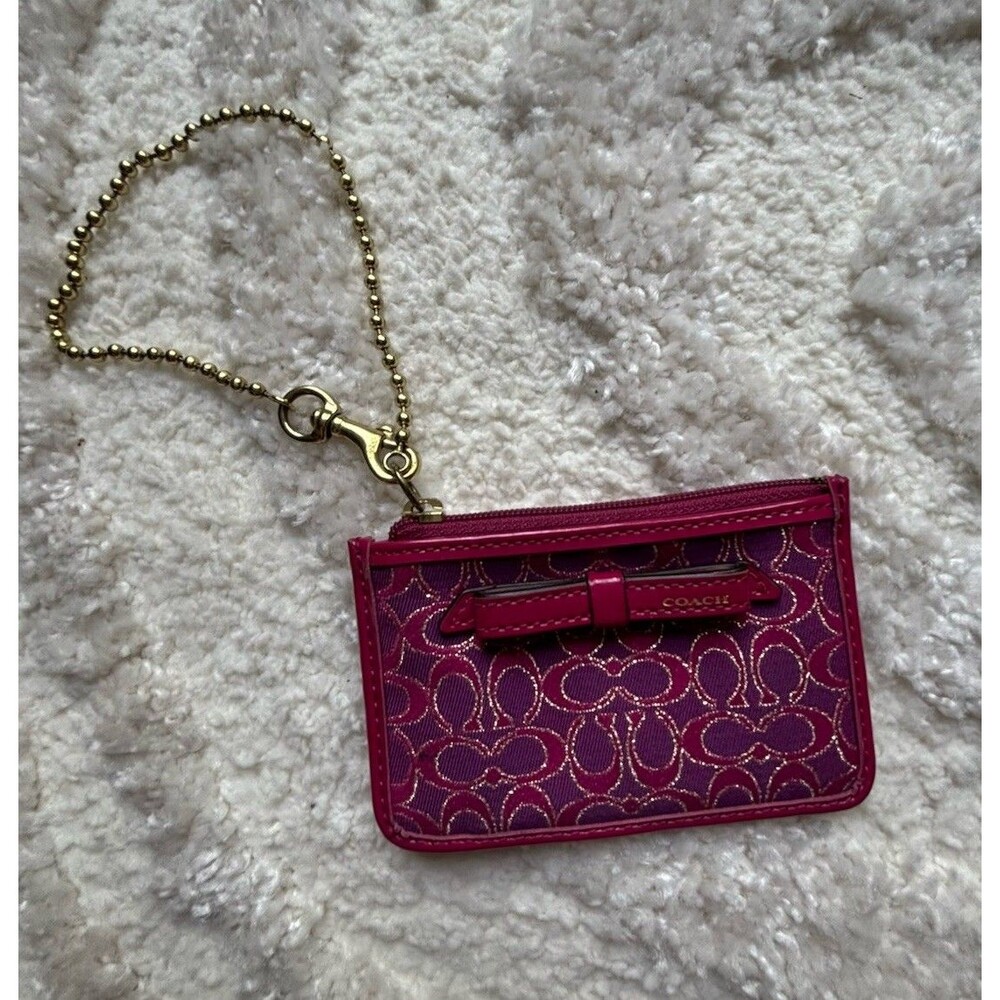 COACH Pink Lurex Mini Wallet Card Case Coin Purse